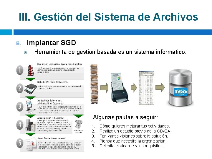 III. Gestión del Sistema de Archivos B. Implantar SGD Herramienta de gestión basada es