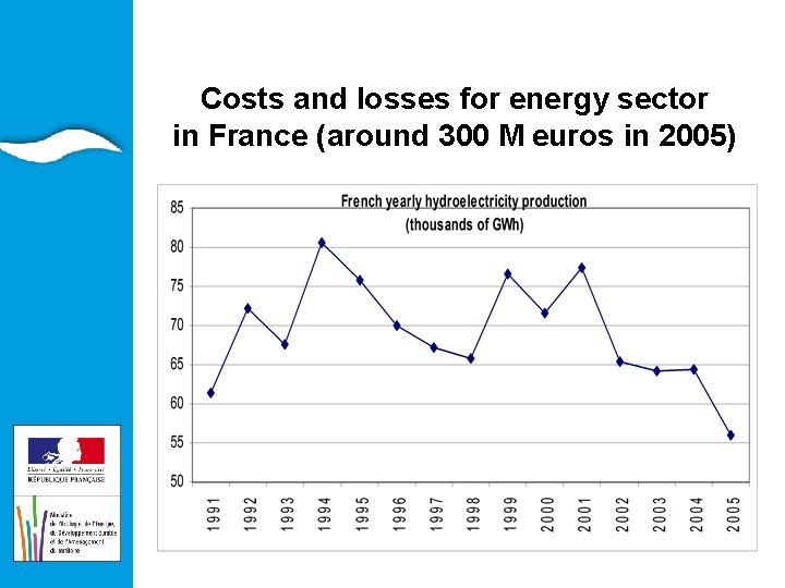 EAU ET ILIEUX AQUATIQUES Costs and losses for energy sector in France (around 300