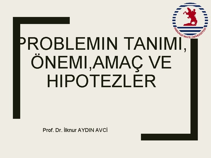 PROBLEMIN TANIMI, ÖNEMI, AMAÇ VE HIPOTEZLER Prof. Dr. İlknur AYDIN AVCİ 