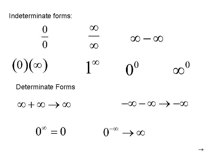 Indeterminate forms: Determinate Forms 