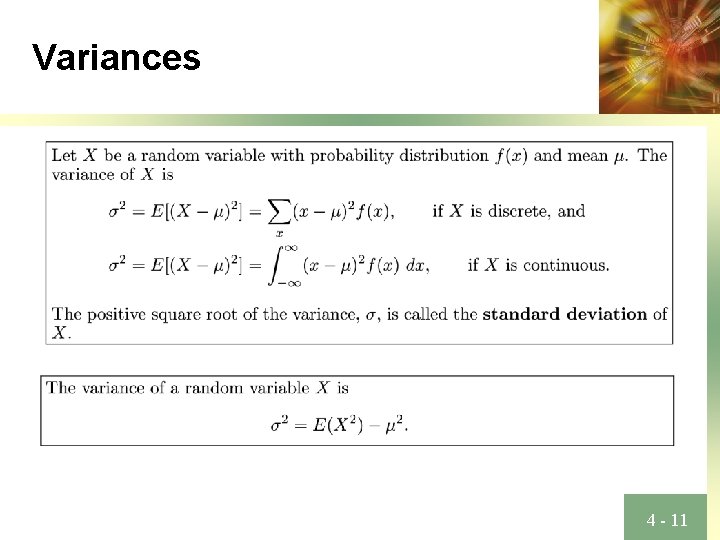 Variances 4 - 11 