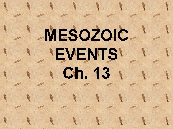 MESOZOIC EVENTS Ch. 13 