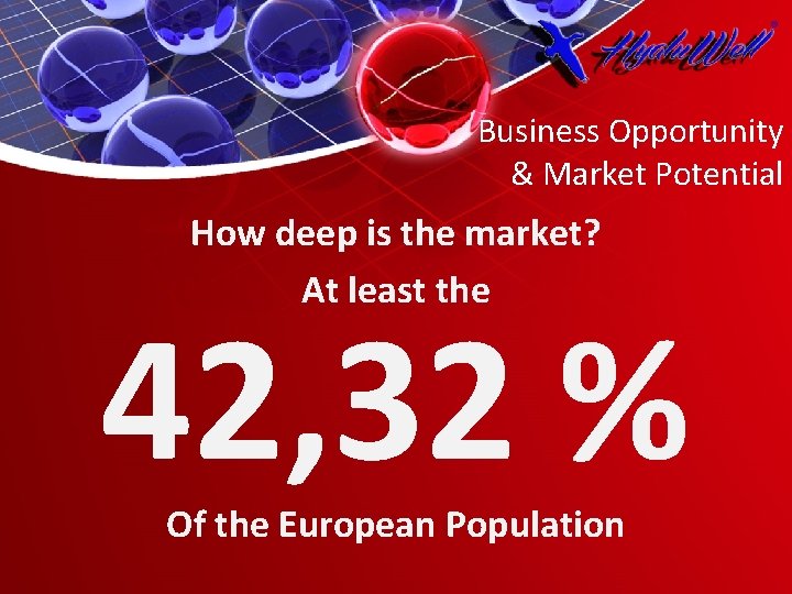 Business Opportunity & Market Potential How deep is the market? At least the 42,
