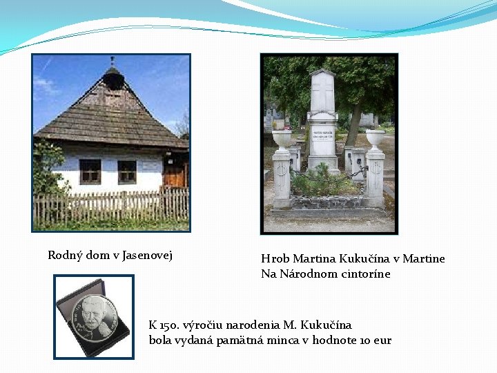 Rodný dom v Jasenovej Hrob Martina Kukučína v Martine Na Národnom cintoríne K 150.