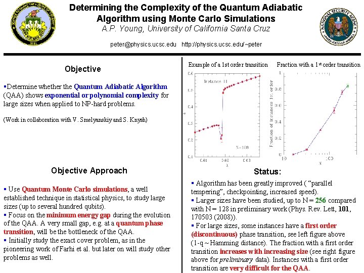 Determining the Complexity of the Quantum Adiabatic Algorithm using Monte Carlo Simulations A. P.