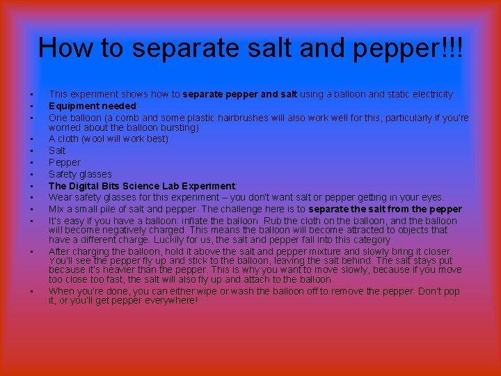 How to separate salt and pepper!!! • • • • This experiment shows how