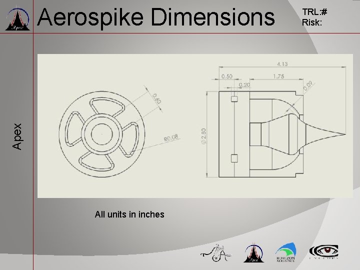 Apex Aerospike Dimensions All units in inches TRL: # Risk: Apex Aerospike Dimensions All units in inches TRL: # Risk:
