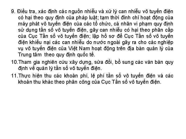 9. Điều tra, xác định các nguồn nhiễu và xử lý can nhiễu vô