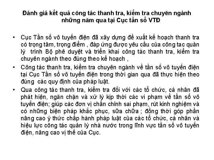 Đánh giá kết quả công tác thanh tra, kiểm tra chuyên ngành những năm