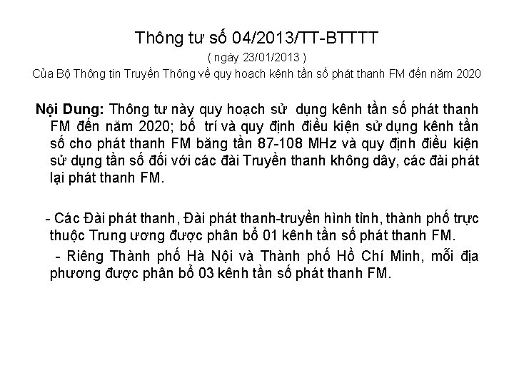 Thông tư số 04/2013/TT-BTTTT ( ngày 23/01/2013 ) Của Bộ Thông tin Truyền Thông