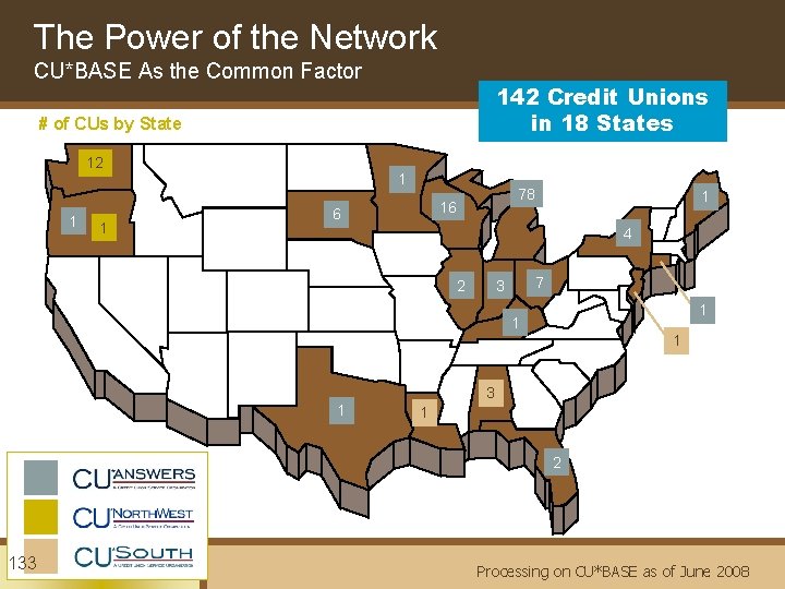 The Power of the Network CU*BASE As the Common Factor 142 Credit Unions in