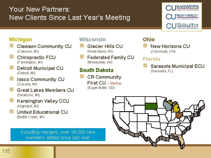 Your New Partners: New Clients Since Last Year’s Meeting Michigan n Clawson Community CU