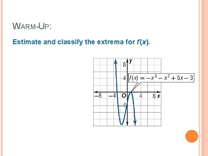WARMUP Estimate and classify the extrema for f