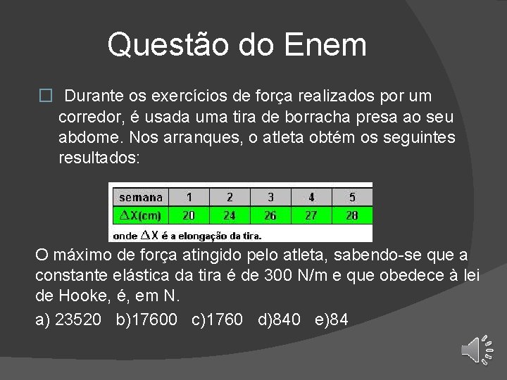 Questão do Enem � Durante os exercícios de força realizados por um corredor, é