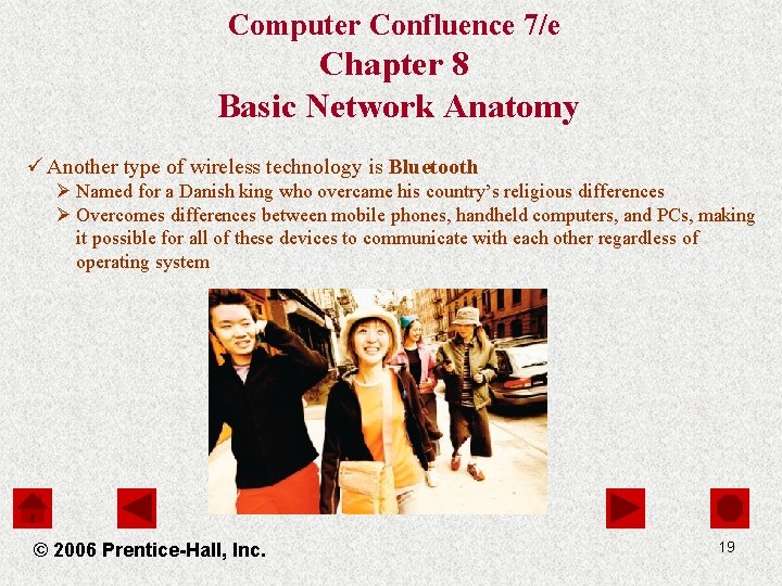 Computer Confluence 7/e Chapter 8 Basic Network Anatomy ü Another type of wireless technology