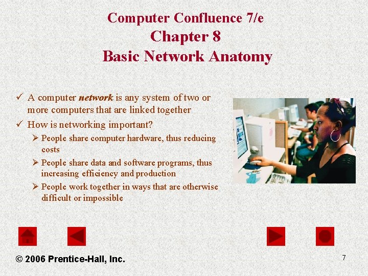 Computer Confluence 7/e Chapter 8 Basic Network Anatomy ü A computer network is any