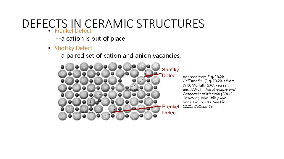 DEFECTS IN CERAMIC STRUCTURES • Frenkel Defect --a cation is out of place. •