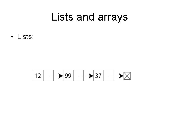 Lists and arrays • Lists: 