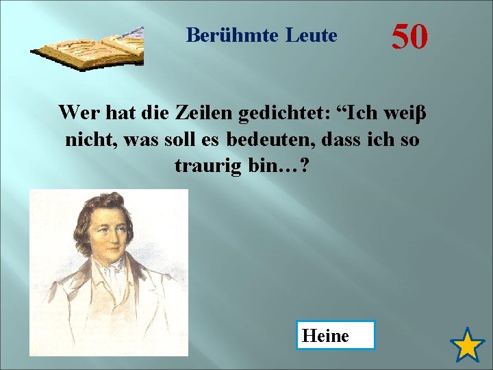 Berühmte Leute 50 Wer hat die Zeilen gedichtet: “Ich weiβ nicht, was soll es