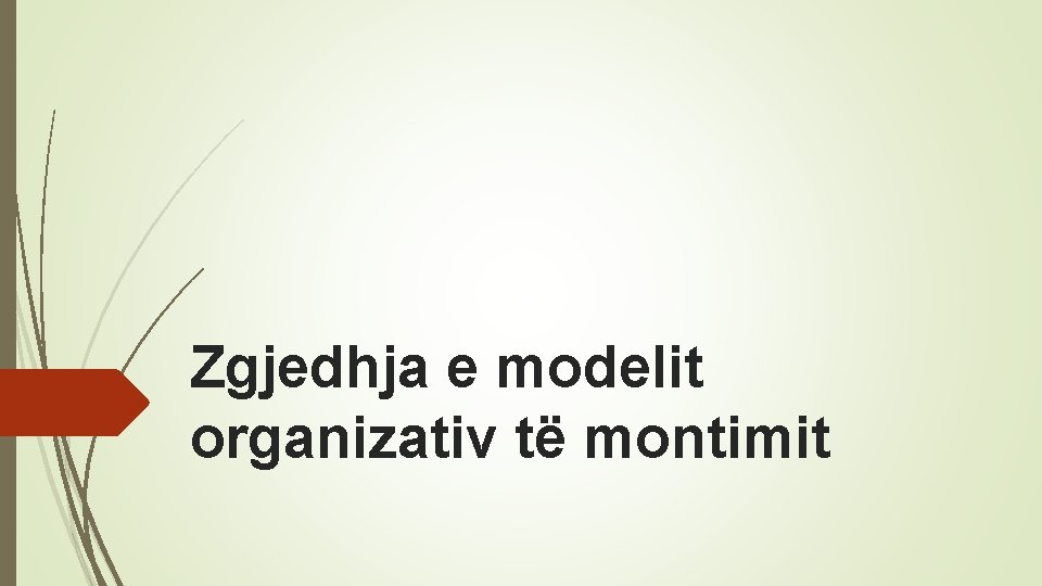 Zgjedhja e modelit organizativ të montimit 