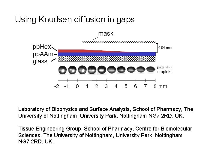Using Knudsen diffusion in gaps Laboratory of Biophysics and Surface Analysis, School of Pharmacy,
