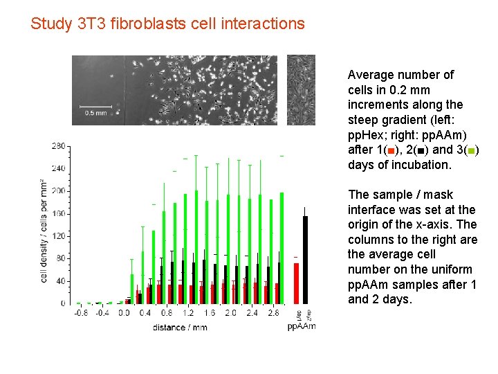Study 3 T 3 fibroblasts cell interactions Average number of cells in 0. 2