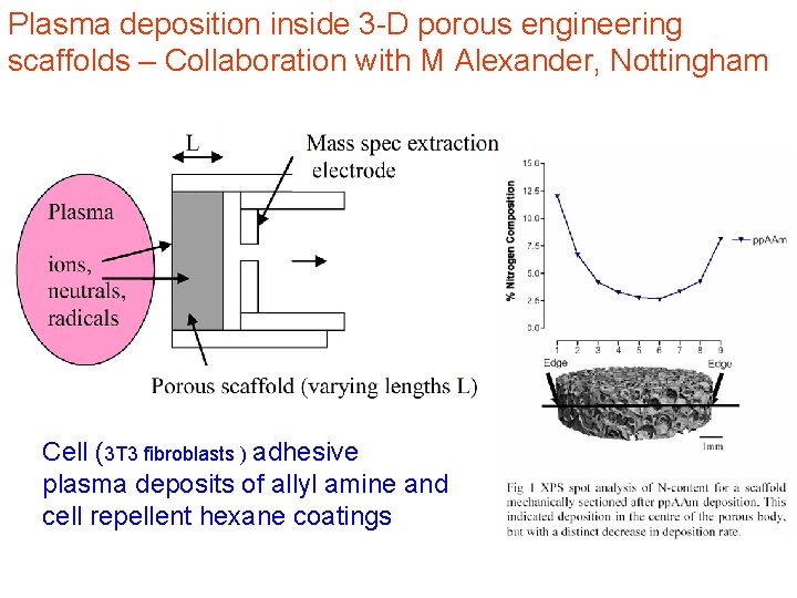 Plasma deposition inside 3 -D porous engineering scaffolds – Collaboration with M Alexander, Nottingham