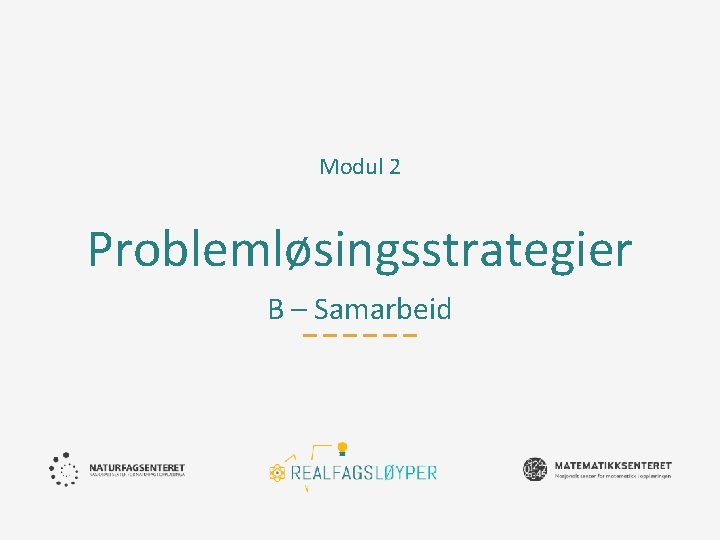 Modul 2 Problemløsingsstrategier B – Samarbeid 