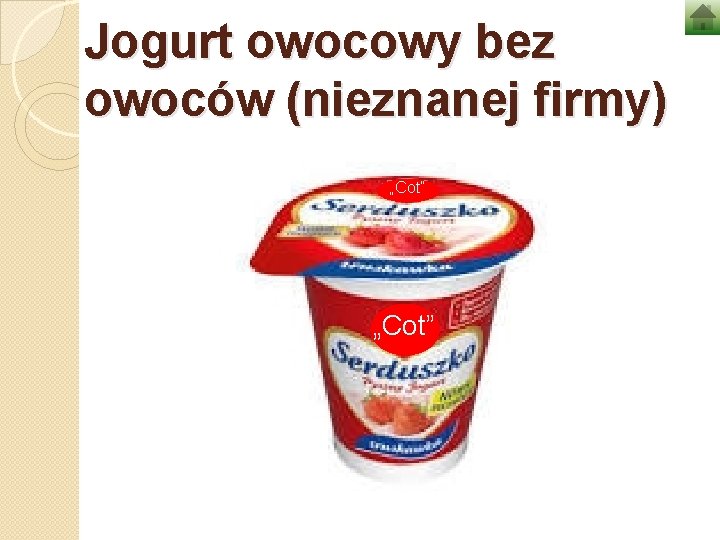 Jogurt owocowy bez owoców (nieznanej firmy) „Cot” 