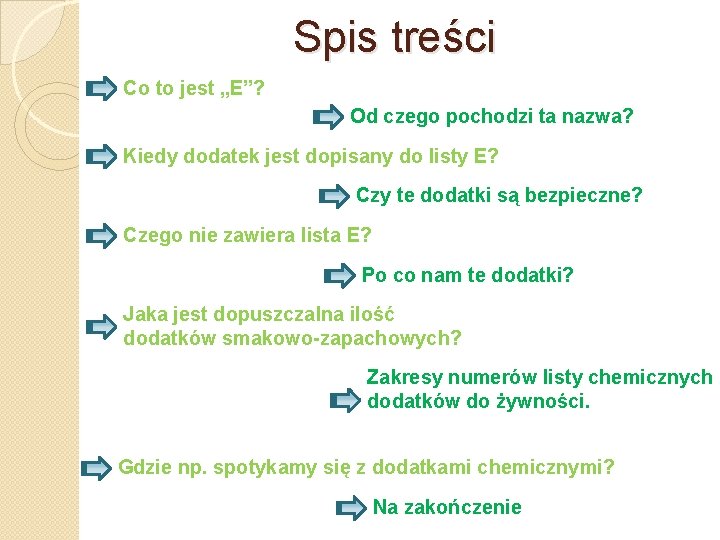 Spis treści Co to jest „E”? Od czego pochodzi ta nazwa? Kiedy dodatek jest