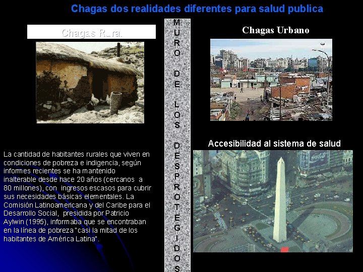 Chagas dos realidades diferentes para salud publica Chagas Rural M U R O Chagas