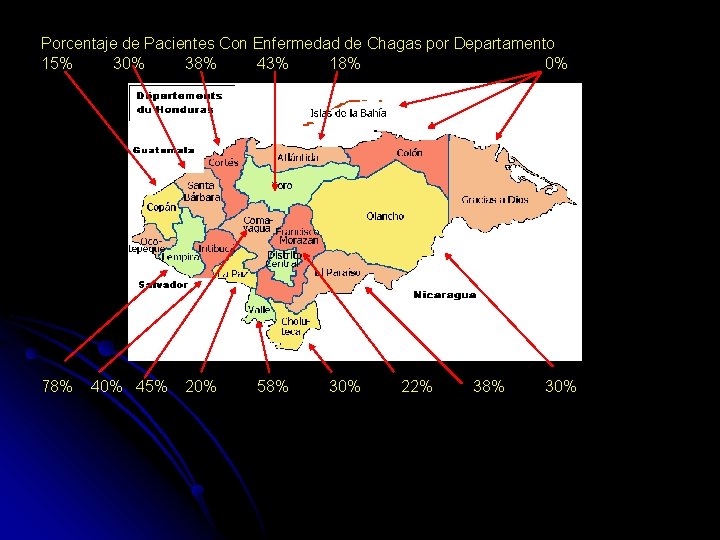 Porcentaje de Pacientes Con Enfermedad de Chagas por Departamento 15% 30% 38% 43% 18%