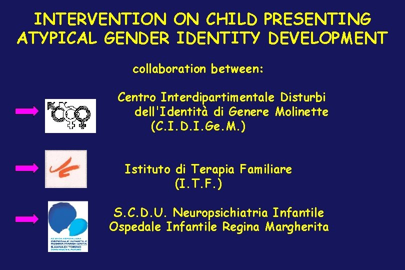 INTERVENTION ON CHILD PRESENTING ATYPICAL GENDER IDENTITY DEVELOPMENT collaboration between: Centro Interdipartimentale Disturbi dell'Identità