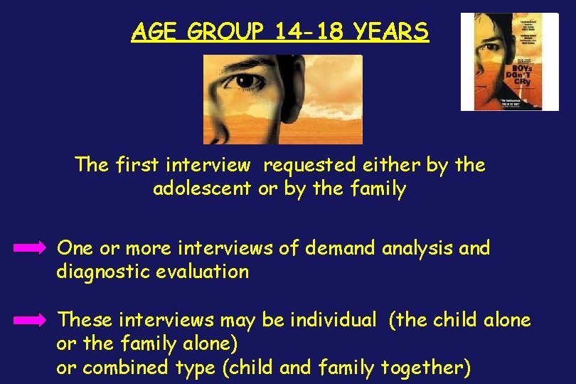 AGE GROUP 14 -18 YEARS The first interview requested either by the adolescent or