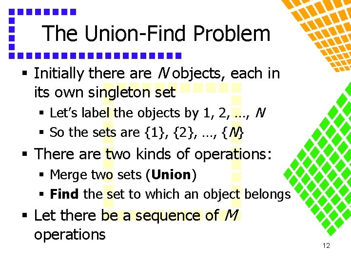 The Union-Find Problem § Initially there are N objects, each in its own singleton