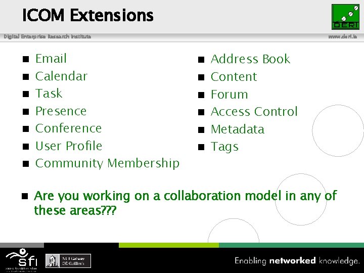 ICOM Extensions Digital Enterprise Research Institute n n n n www. deri. ie Email