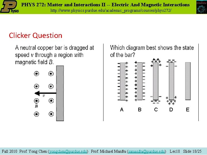 PHYS 272: Matter and Interactions II -- Electric And Magnetic Interactions http: //www. physics.