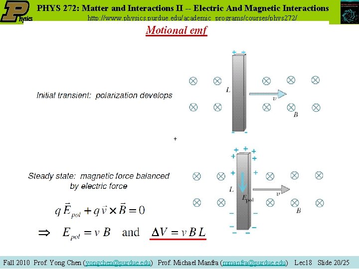 PHYS 272: Matter and Interactions II -- Electric And Magnetic Interactions http: //www. physics.