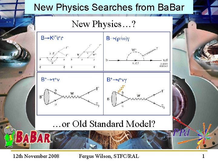 New Physics Searches from Ba. Bar New Physics…? …or Old Standard Model? 12 th