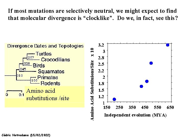 Amino acid substitutions /site Cédric Notredame (15/02/2022) Amino Acid Substituions/Site x 10 If most