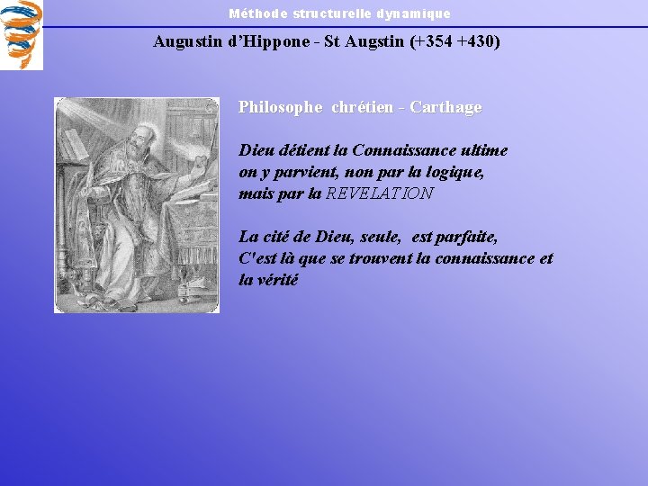 Méthode structurelle dynamique Augustin d’Hippone - St Augstin (+354 +430) Philosophe chrétien - Carthage