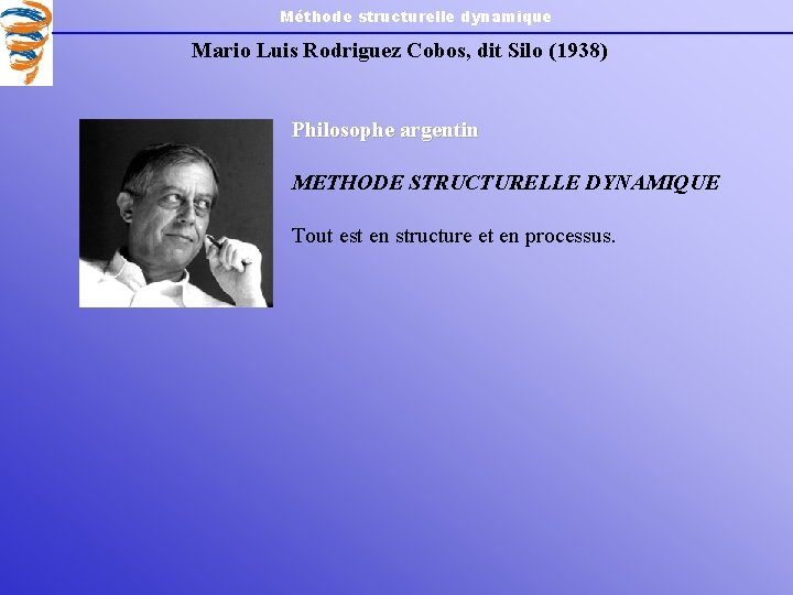 Méthode structurelle dynamique Mario Luis Rodriguez Cobos, dit Silo (1938) Philosophe argentin METHODE STRUCTURELLE