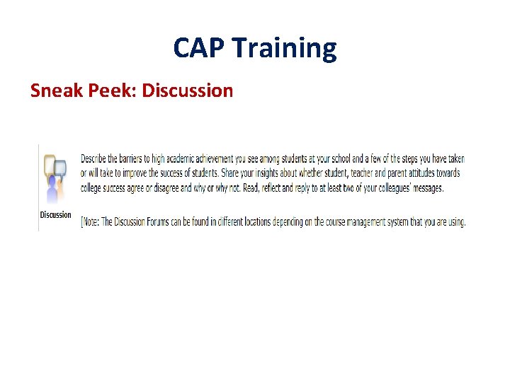 CAP Training Sneak Peek: Discussion 