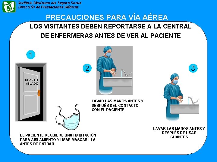 Instituto Mexicano del Seguro Social Dirección de Prestaciones Médicas PRECAUCIONES PARA VÍA AÉREA LOS