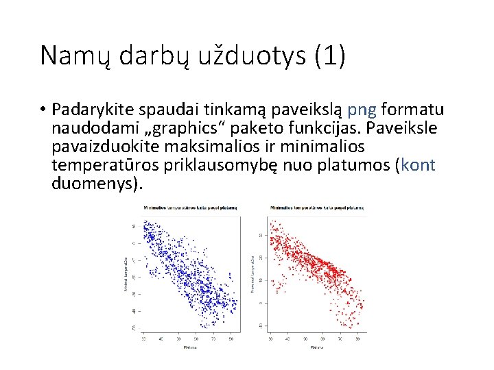 Namų darbų užduotys (1) • Padarykite spaudai tinkamą paveikslą png formatu naudodami „graphics“ paketo