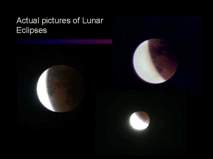 Actual pictures of Lunar Eclipses 