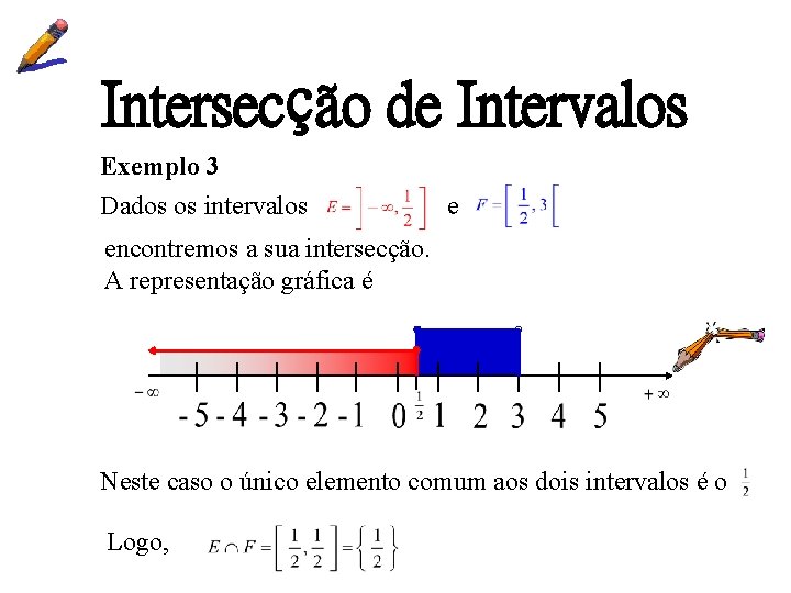 Intersecção de Intervalos Exemplo 3 Dados os intervalos e encontremos a sua intersecção. A