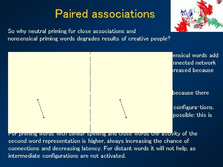 Paired associations So why neutral priming for close associations and nonsensical priming words degrades