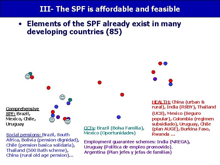 III- The SPF is affordable and feasible • Elements of the SPF already exist