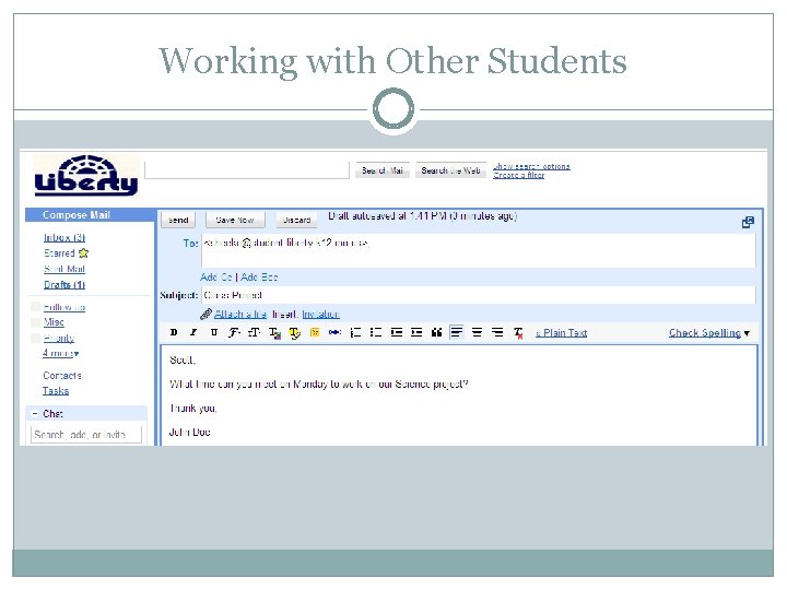 Working with Other Students 